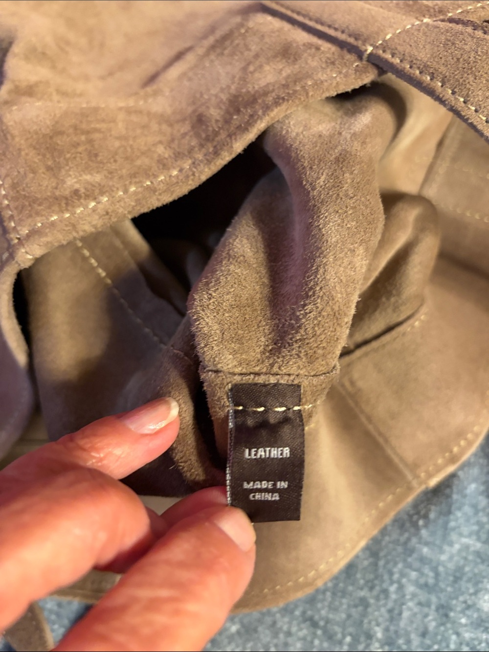 Brown Suede Tote Bag - Classic Casual Carryall - Picture 7 of 10
